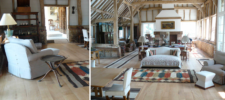 oak floored living room and bedroom